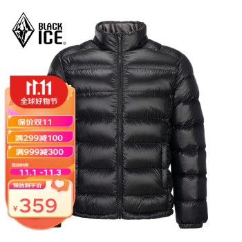 黑冰（BLACKICE）城市休闲无帽羽绒服户外男款轻量羽绒排骨内胆 D 黑色 M