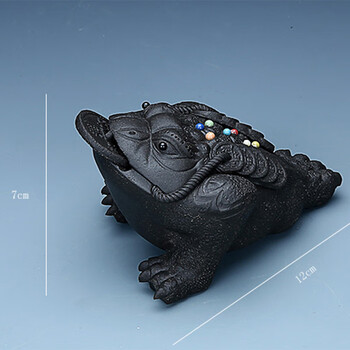 三足紫砂金蟾蜍 紫砂茶具茶盘茶宠摆件手工茶玩 小号七彩紫砂金蟾 高