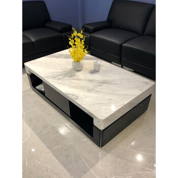 天然大理石茶几电视柜北欧式风格爵士白茶几简约现代理石面茶几 (圆角