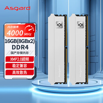 阿斯加特（Asgard）16GB(8Gx2)套装 DDR4 4000 台式机内存条 弗雷系列-钛银甲 【C19】