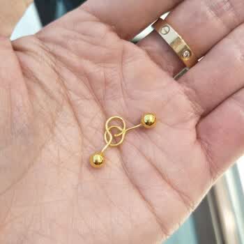 老凰祥款999耳钉光珠耳钉周金生珠宝珠宝弯针耳坠13g大号约13克