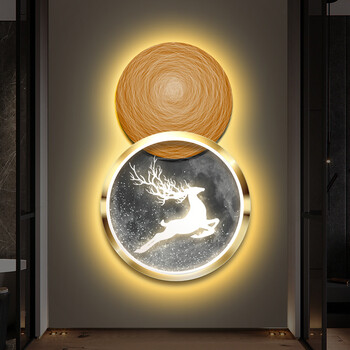 榄茵轻奢高端现代简约北欧氛围led灯玄关装饰画走廊创意高端背景墙面