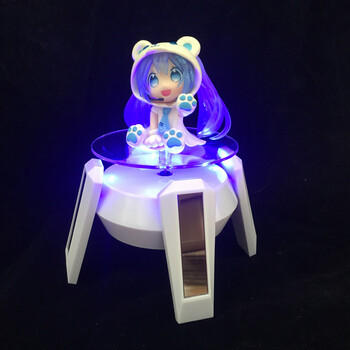 蓝色 旋转发光展示台 送初音挂件