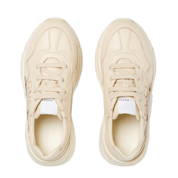 古驰gucci男女鞋儿童鞋rhyton徽标象牙白皮革运动鞋休闲鞋5850drw009