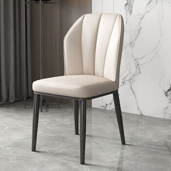 OLOEY现代轻奢北欧靠背简约家用餐厅软包化妆收纳组件 米白色【黑腿】两把