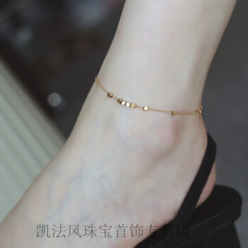 贵馨施华洛世奇锆碎金子脚链18k金八方来财轻奢ins小众设计感脚链女