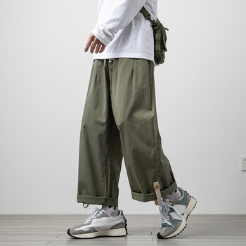 ur日系阔腿裤男宽松休闲九分裤潮牌春秋季痞帅直筒裤男韩版裤子百搭