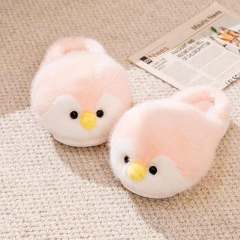 恋知雨小企鹅拖鞋包跟女款冬季室内家居毛绒踩屎感情侣棉鞋月子鞋可外