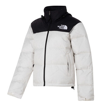 北面thenorthface连帽拼色羽绒服女子2023冬季新款户外短款运动服宽松