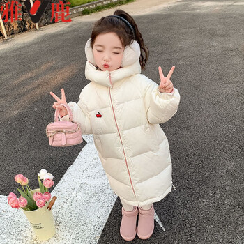 雅鹿儿童羽绒服女童洋气冬装2023新款韩版长款两面穿外套女宝免洗外衣