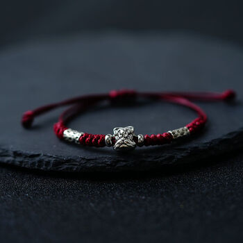 呆萌编织小醒狮手链国潮风复古男女情侣手饰好运配饰可调节手绳女 390