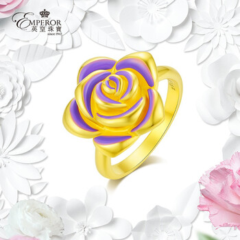 英皇珠宝幸福花嫁系列黄金足金玫瑰花彩釉黄金女戒指 12 图片价格品牌报价 京东