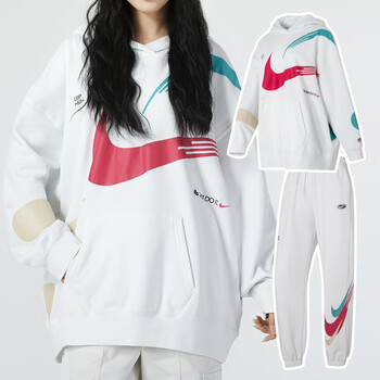 耐克(nike)套装女装 24春季新款时尚oversize针织连帽套衫 休闲长裤