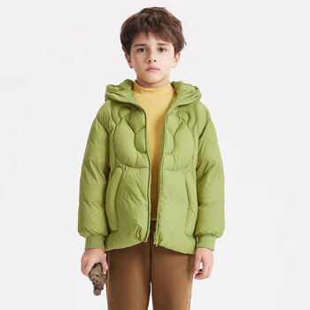 MQD 马骑顿 童装男大童冬季保暖时尚加厚连帽羽绒服 牛油果色 160