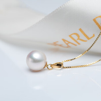 法路纳淡水珍珠吊坠项链单颗18k金淡水女简约强光圆形黄18k金89mm