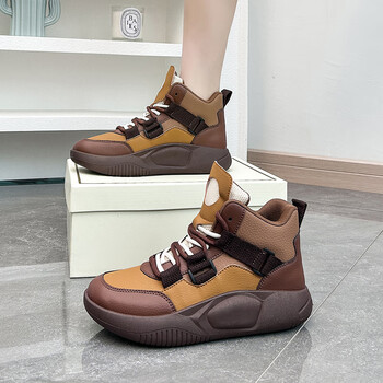 361断码踩屎感孕妇鞋秋冬高帮女鞋宽胖脚皮面运动休