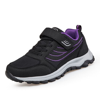 足力健妈妈鞋秋季2023新款中老年人健步鞋女防滑软底老人运动 黑紫 40