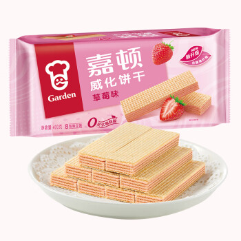 嘉顿（Garden）威化饼干草莓味400G 家庭分享装 聚会零食休闲食品