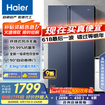 海尔 Haier 星蕴系列对开门冰箱 618L BCD-618WGHSSEDBL