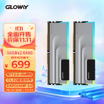 光威（Gloway）32GB(16GBx2)套装 DDR5 6400 台式机内存条 神武RGB系列-太空灰 海力士A-die颗粒 CL32