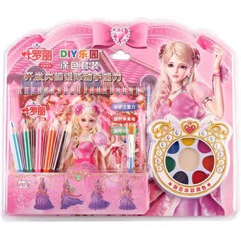 公主化妆填色涂鸦卡儿童美少女图画套装女孩手工涂颜色画画本玩具