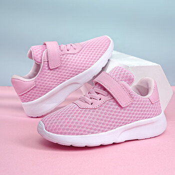 鞋子春秋款女儿童网面运动鞋中大童轻便透气鞋男童女童跑步鞋粉色28