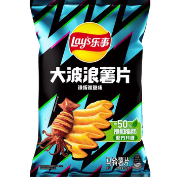 乐事(Lay's) 经典/大波浪/奇多系薯片 玉米棒40g/50g 单袋装办公室休闲零食 大波浪铁板鱿鱼味40克