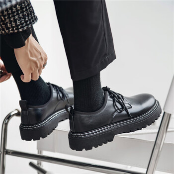 casakups春季新款皮鞋男休闲正装商务黑色男鞋英伦大头百搭透气温州小