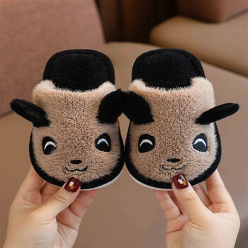 zhio居家棉拖鞋男女保暖儿童棉鞋可爱室内防滑卡通毛毛中小童拖鞋学生