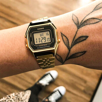 卡西欧七年电力手表反显黑金小方块电子小金表a168wegbla680wga1d