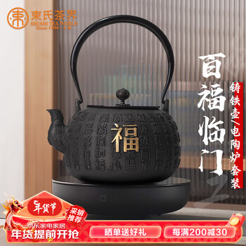 束氏生铁壶日本工艺茶壶烧水壶泡茶壶手工铸铁壶套装茶具-百福临门