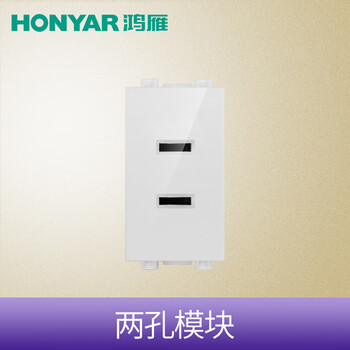 鸿雁120型开关模块自由组合家用FC120白模块 两孔模块