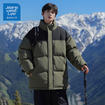 JEANSWEST LIFE棉衣男冬季2025新款外套男加厚潮流保暖棉服 拼接军绿MYM24-88888 XL (建议140-165斤)