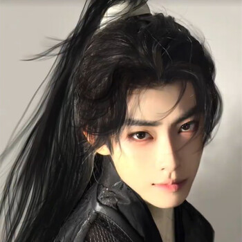 山头林村古风假发男长发国风少年新中式高马尾古装汉服仙侠造型全头套