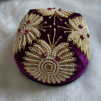 追玥梦新疆维吾尔族帽子新疆帽子舞蹈演出手工珍珠女士花帽跳舞大妈麦