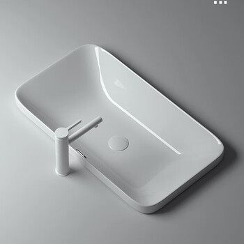 法陶半嵌入式洗手盆方形薄边台上盆洗脸盆酒店宾馆家用阳台卫生间e款
