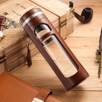 勋狸粑玻璃保温杯双层隔热防摔玻璃杯水杯男女双层隔热便携防摔大容量