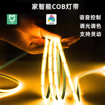 智也已接入米家APP智能cob无极调光调色小爱同学24v低压线性灯线形灯 两线双色温灯带十米装(一卷)