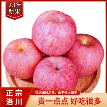 遇见悯农陕西富士苹果洛川延安红苹果当季脆甜冰糖心源头直发健康轻食 陕西洛川红富士苹果（带箱5斤） 75mm+超值装
