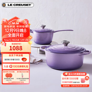 酷彩（Le Creuset）珐琅锅法国进口铸铁汤锅焖蒸炖煮通用煲汤多功能微压透光珐琅 【1-3口之家】20cm鸢尾紫