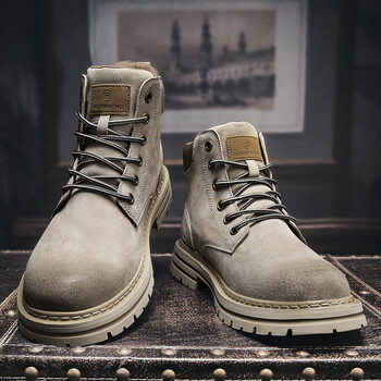 whitehope高帮男鞋潮牌感秋季休闲皮鞋运动增高工装马丁靴男士登山潮