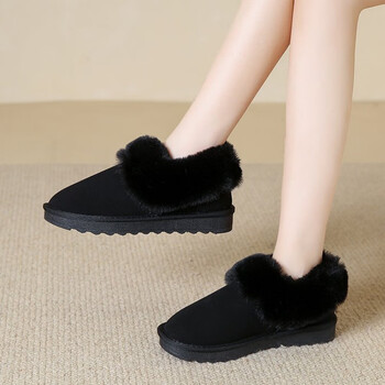 贝纤朵雪地靴女2023冬季短筒靴加绒保暖皮毛一体棉鞋女冬季橡胶靴子低