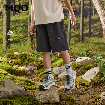 马骑顿（MQD）【五分裤】MQD男大童夏装户外风工装机能户外露营休闲裤 黑色 120