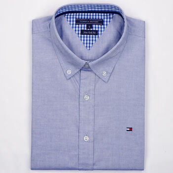 aignesa美国高端品牌汤米纯棉衬衫男装长袖商务休闲浅蓝色m