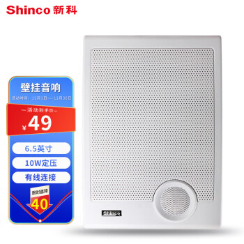 新科(Shinco)B-11 定压壁挂音响喇叭 会议背景音乐广播音箱喇叭(白色)