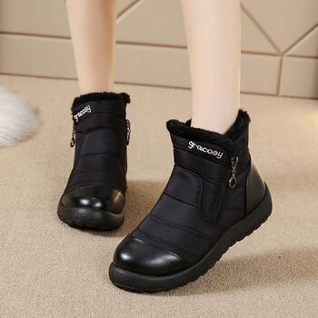 2023新款女士东北雪地靴女款加厚防 黑色 35 脚胖拍大一码【图片 价格