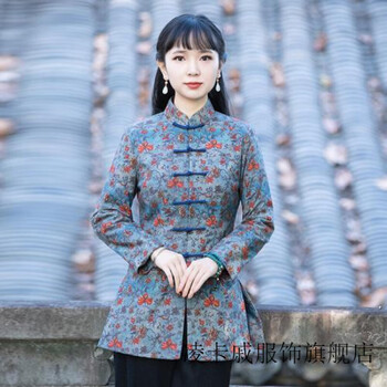 凌卡戚筠雅唐装中国风女装加厚旗袍小棉袄复古民国风修身中式女装22j