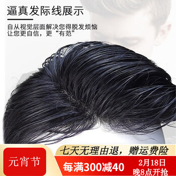 soul special假发男 真发假发片 补发块 男士补发真发头顶补发片隐形补发块 【18*20】全手织【毛坯可修剪】 自然黑