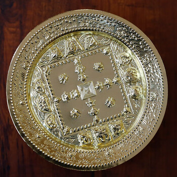 八吉祥曼扎托盘供佛供具曼达盘金色白金色红铜色金色大号