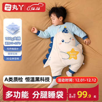丸丫婴儿睡袋恒温秋冬款新生儿童冬季纯棉防踢被神器宝宝四季通用 泡泡龙【夹棉160g 10-22°】 L码【建议年龄1.5岁-2.5岁】